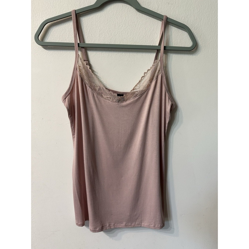 NWT Esmara Pink Lace Trim Camisole Top Sz M Stretch Cami Tank EcoVero Coquette